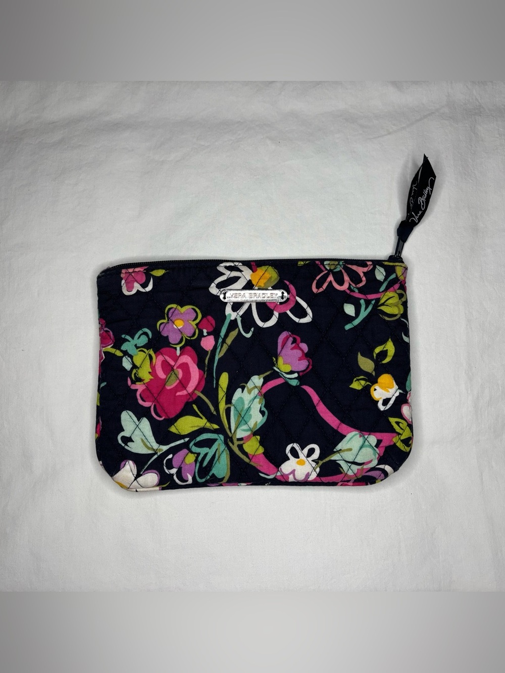 VERA BRADLEY Floral Zipper Cosmetic Travel Pill Bag Pouch 9" x 6"